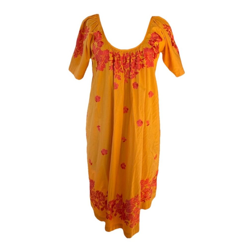 Fragonard Parfumeur Dress Embroidered Pink Yellow T1 Small Peasant Shift